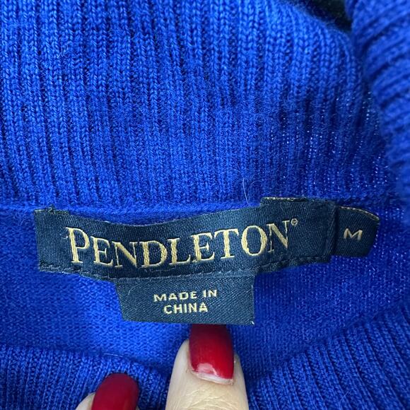 Pendleton Womens M Turtleneck Wool Sweater Blue Slim Fit 70s Style Preppy - Picture 4 of 10